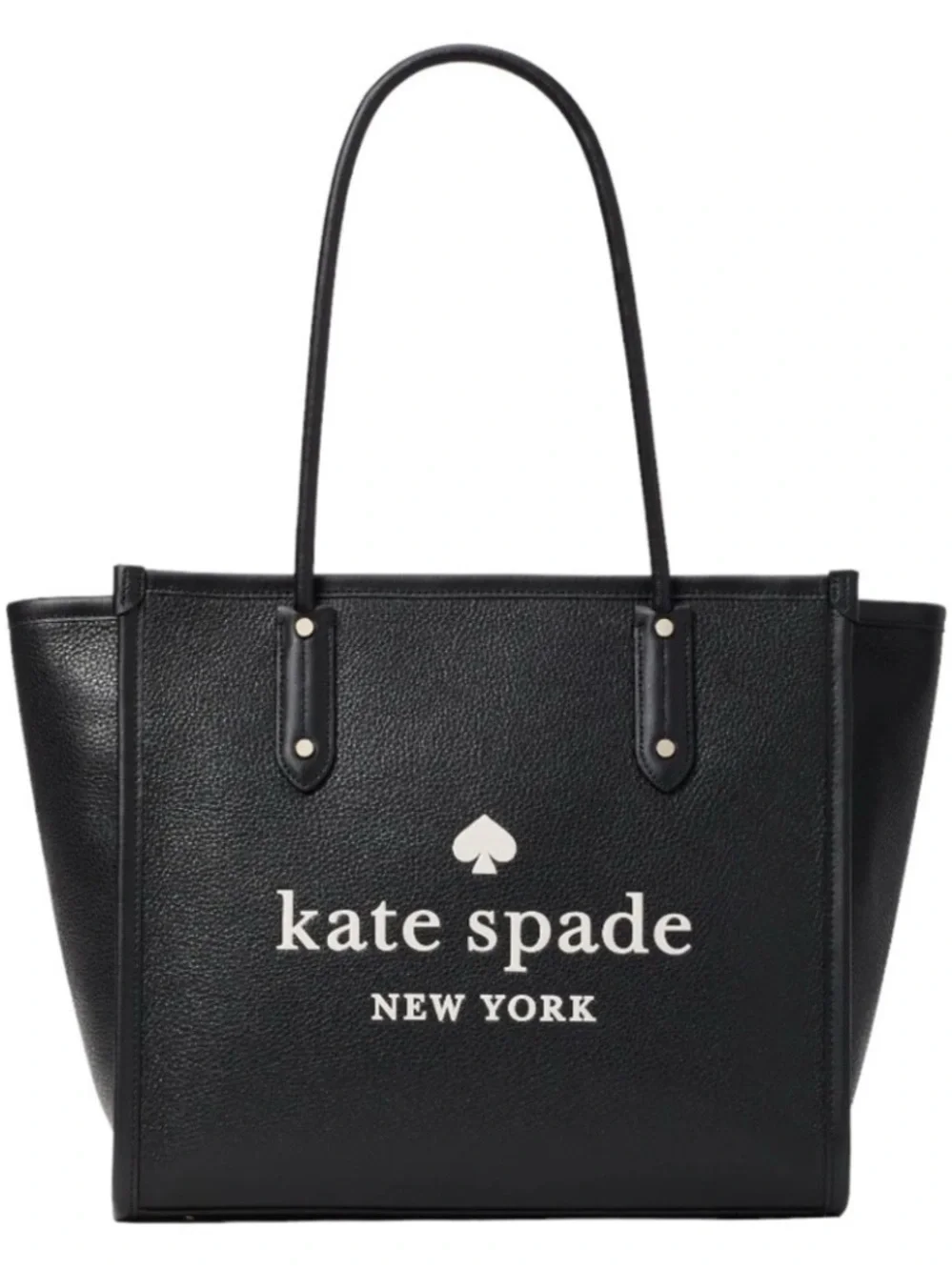 Kate Spade Ella Tote Black Pebbled Leather Logo with White Print